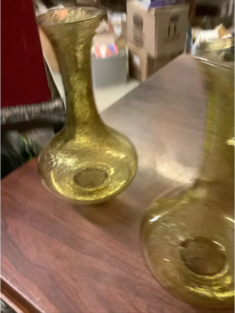 Vintage Oil Lamp Shade Hurricane Chimney Globe Honey Amber Bubble Stretch Glass